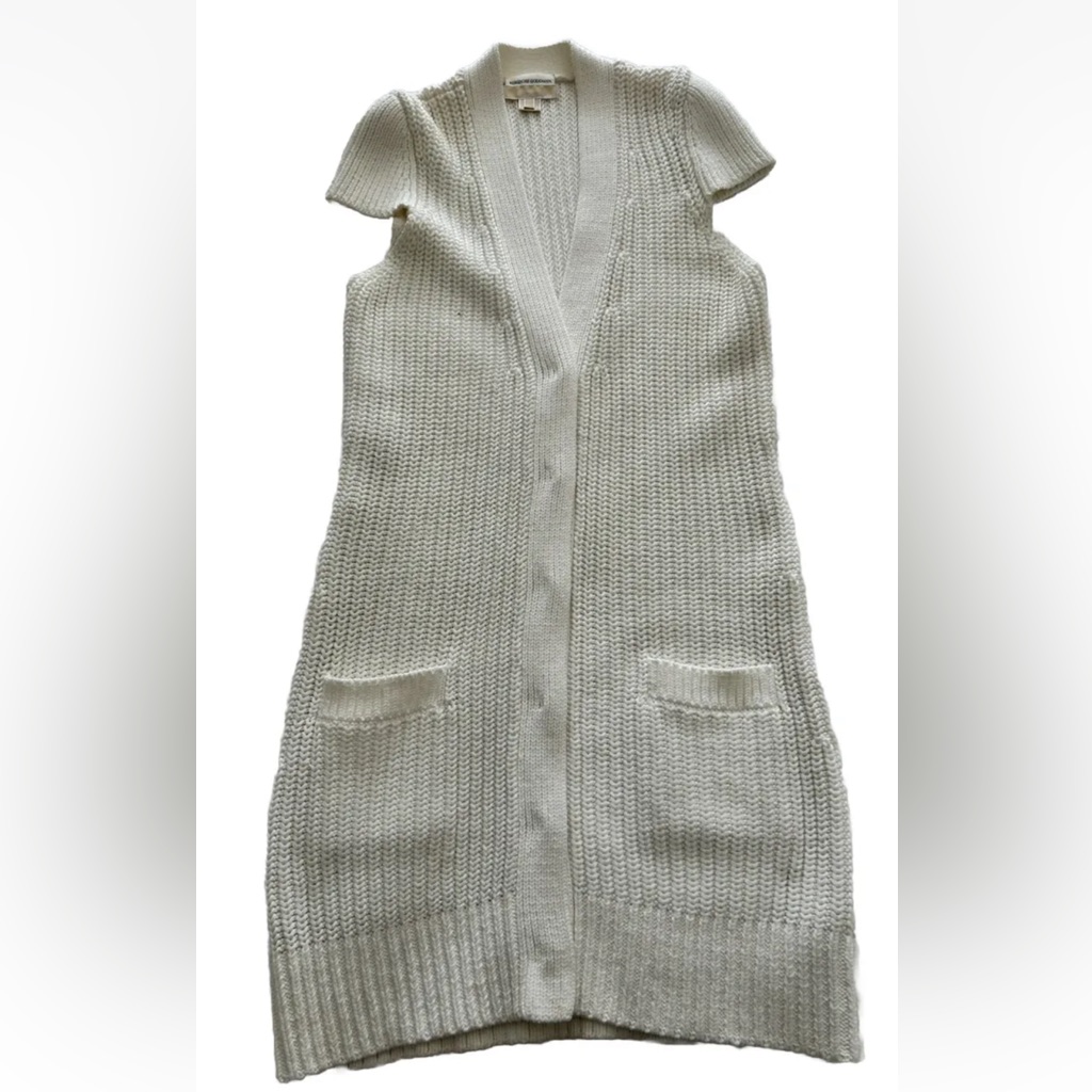 Michael Kors Bergdorf Off White Chunky Knit Cardigan Duster Sweater L Boho